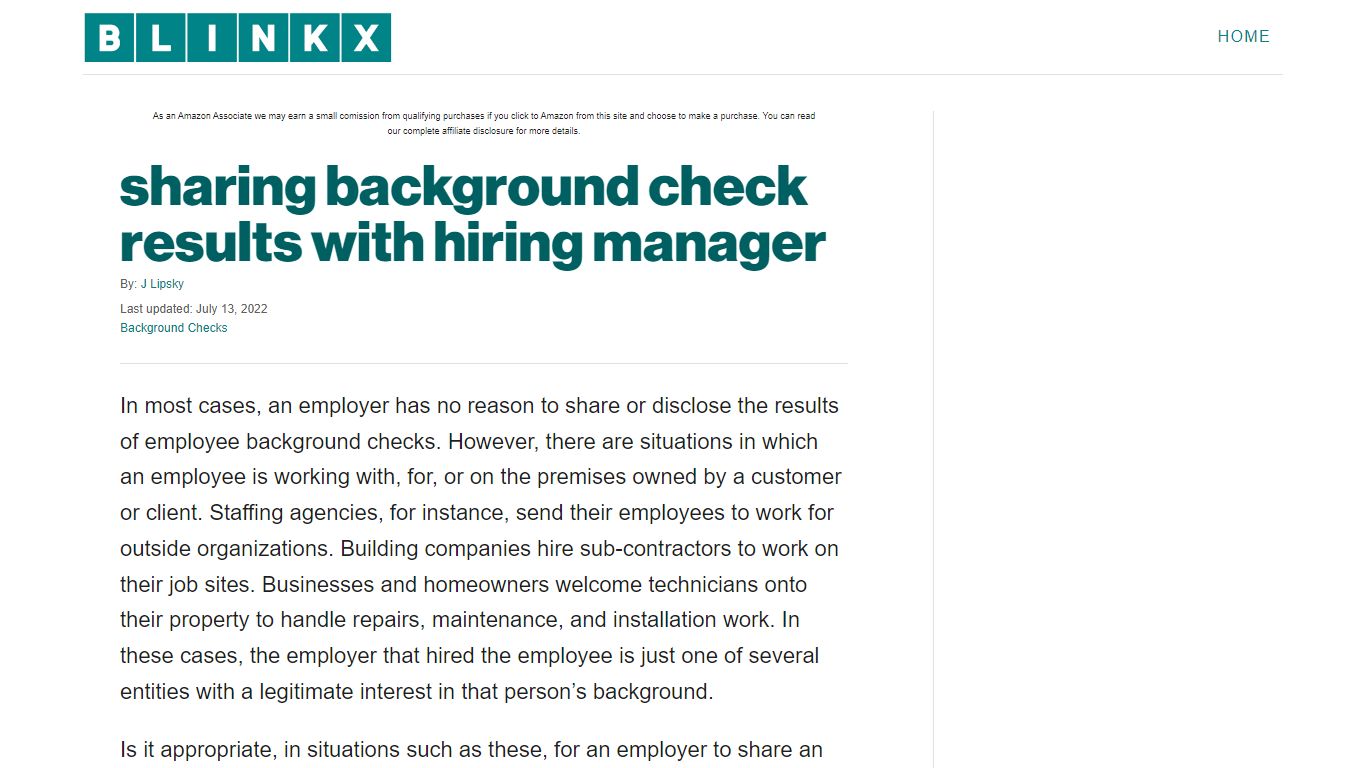 sharing background check results with hiring manager - Blinkx
